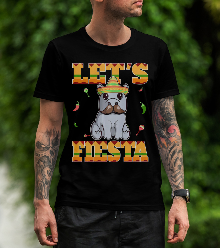 Let's Fiesta Hippopotamus Sombrero Peppers Maracas Cinco De Mayo T-Shirt