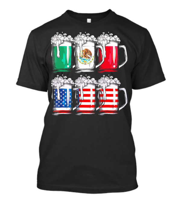 Cinco De Mayo Beer Mexican American Flag Mugs T-Shirt