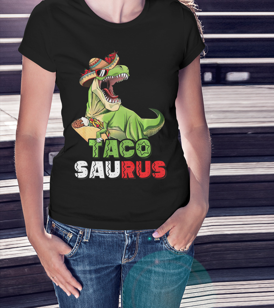 Tacosaurus Mexican Rex Cinco De Mayo Dinosaur Fiesta T-Shirt