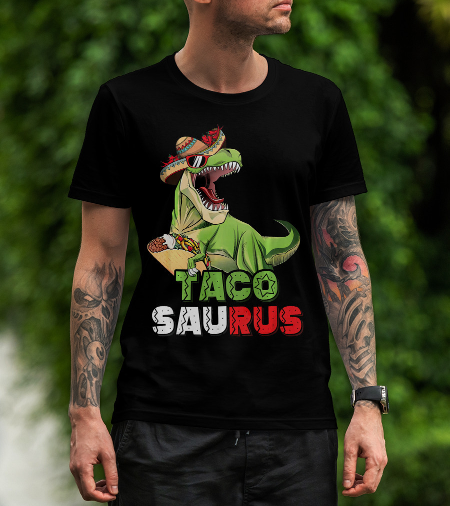 Tacosaurus Mexican Rex Cinco De Mayo Dinosaur Fiesta T-Shirt
