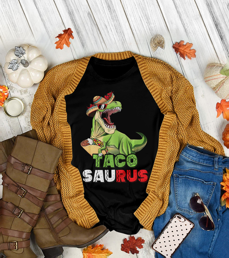 Tacosaurus Mexican Rex Cinco de Mayo Dinosaur Fiesta T-Shirt