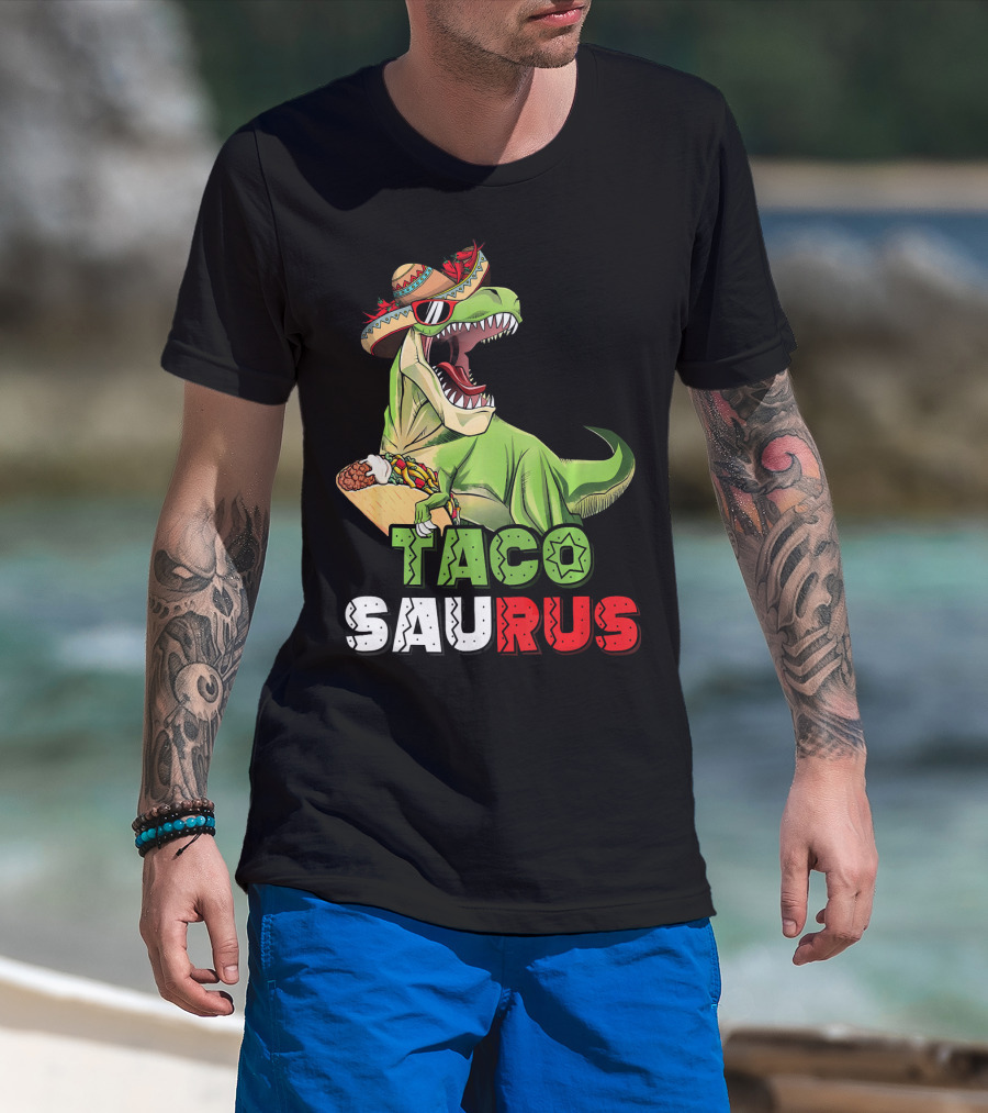 Tacosaurus Mexican Rex Cinco De Mayo Dinosaur Fiesta T-Shirt