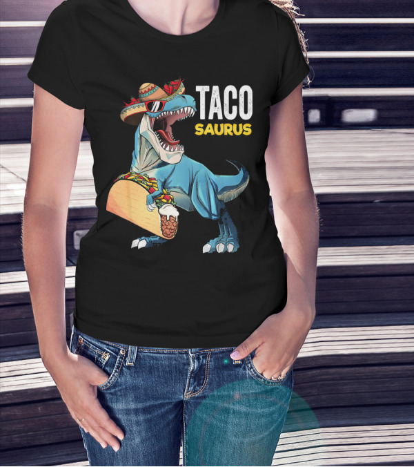 Taco Tuesday Cinco De Tacosaurus Dinosaur Sombrero T-Shirt