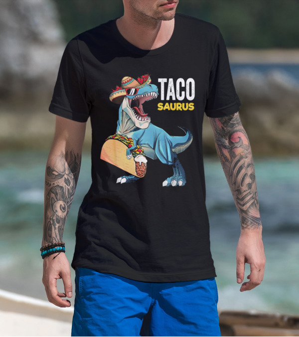 Taco Tuesday Cinco De Tacosaurus Dinosaur Sombrero T-Shirt