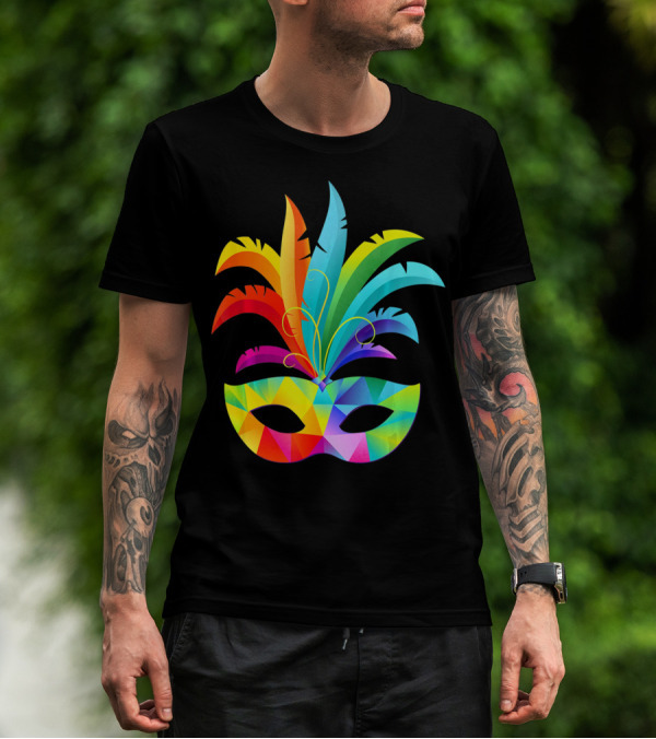 Colorful Carnival Mask Carnaval Rio De Janeiro Feathered Festival T-Shirt