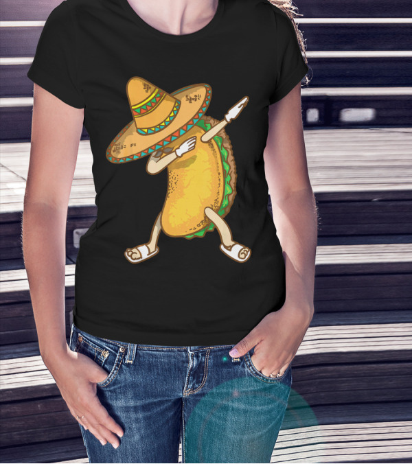 Dabbing Taco With Sombrero Celebrating Cinco De Mayo T-Shirt