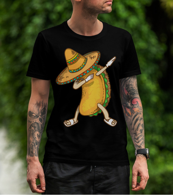 Dabbing Taco With Sombrero Celebrating Cinco De Mayo T-Shirt
