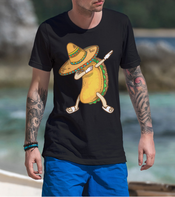 Dabbing Taco With Sombrero Celebrating Cinco De Mayo T-Shirt