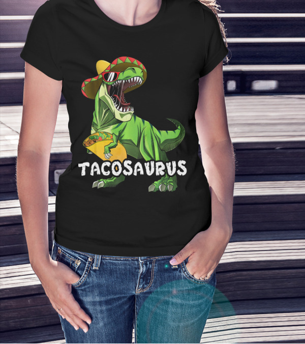 Tacosaurus Cinco De Mayo Rex Tac Dinosaur Sombrero Taco T-Shirt