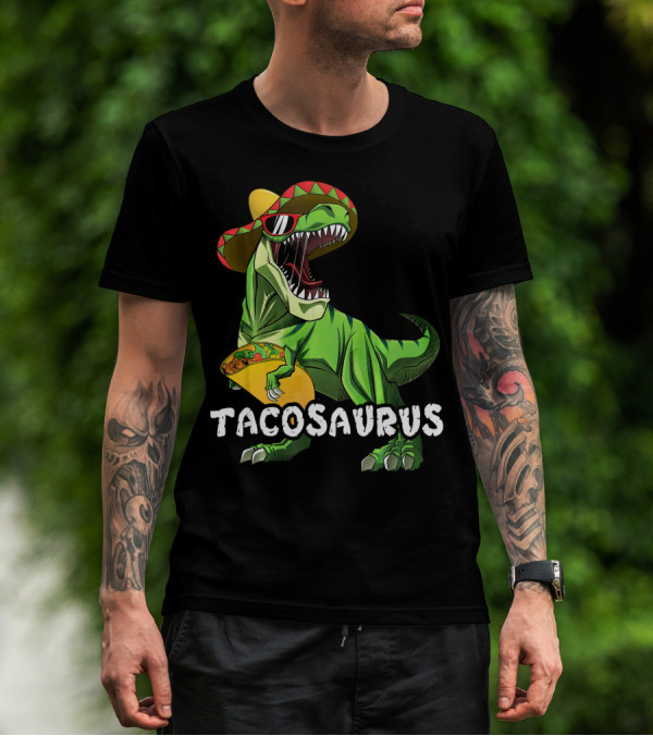 Tacosaurus Cinco De Mayo Rex Tac Dinosaur Sombrero Taco T-Shirt