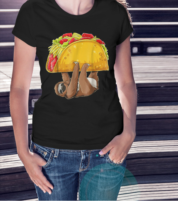 Sloth Hanging From Giant Taco Cinco De Mayo T-Shirt