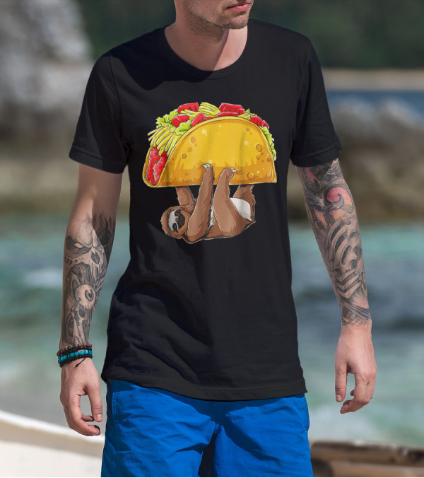 Sloth Hanging From Giant Taco Cinco De Mayo T-Shirt