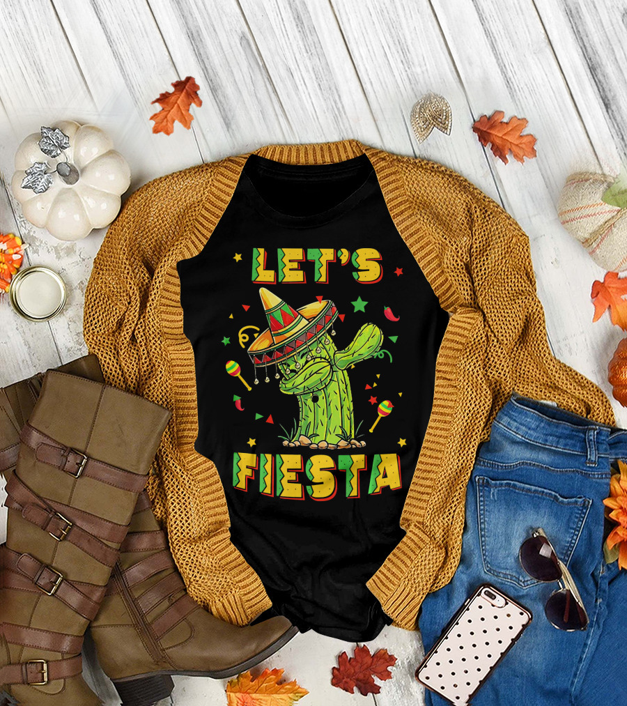 Let's Fiesta Dabbing Cactus Cinco De Mayo T-Shirt