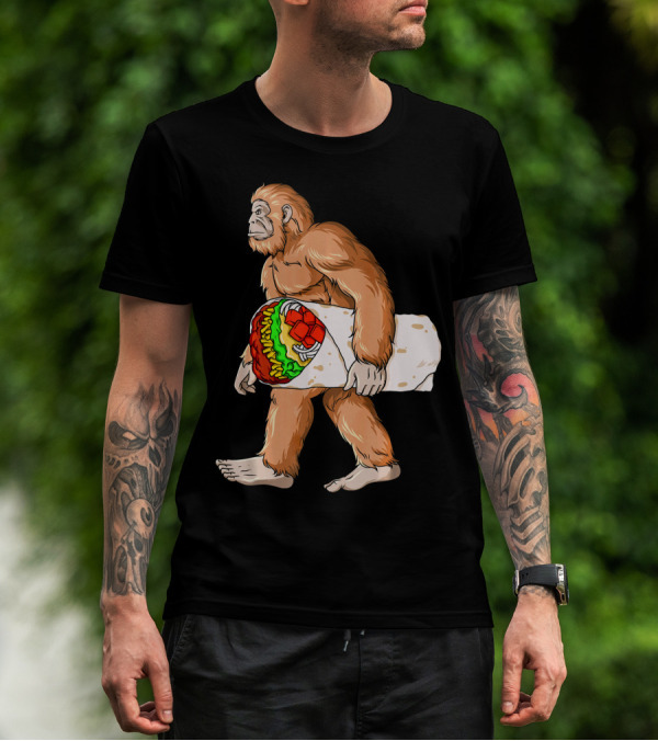 Bigfoot Carrying Burrito Sasquatch Cinco De Mayo T-Shirt