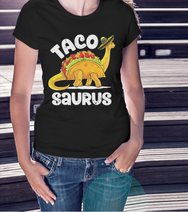 Tacosaurus Sombrero Cinco De Mayo Taco Dinosaur T-Shirt