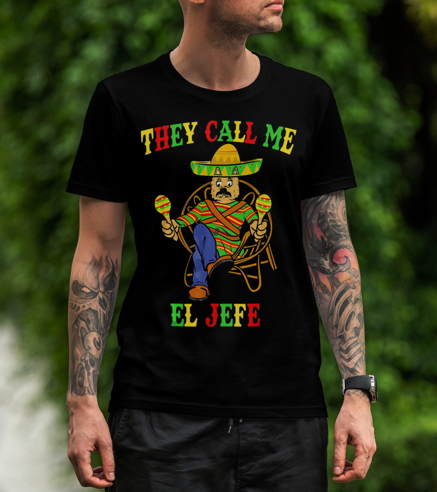They Call Me El Jefe Yorkshire Terrier Cinco De Mayo T-Shirt