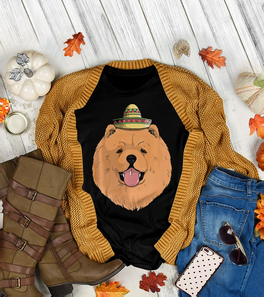 Chow Chow Dog Sombrero Fiesta Cinco De Mayo T-Shirt