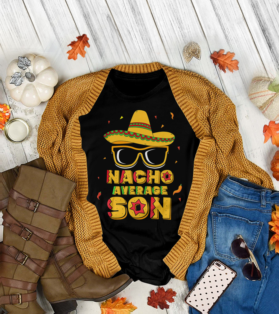 Nacho Average Son Cinco De Mayo Sombrero And Sunglasses T-Shirt