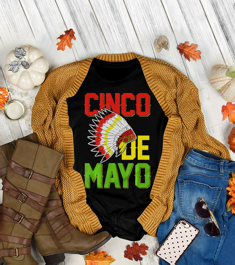 CINCO DE MAYO Native American Headdress T-Shirt