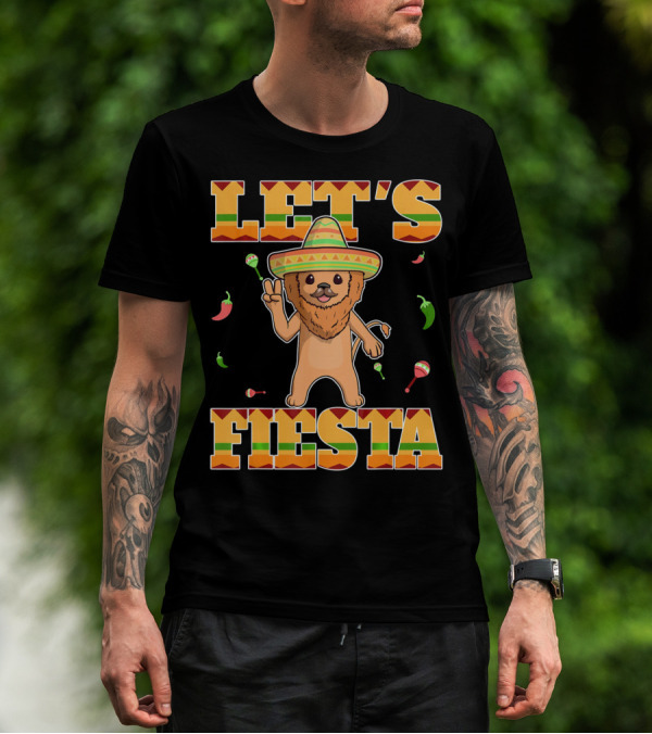 Let's Fiesta Lion Sombrero Peppers Maracas Mexican Cinco De Mayo T-Shirt