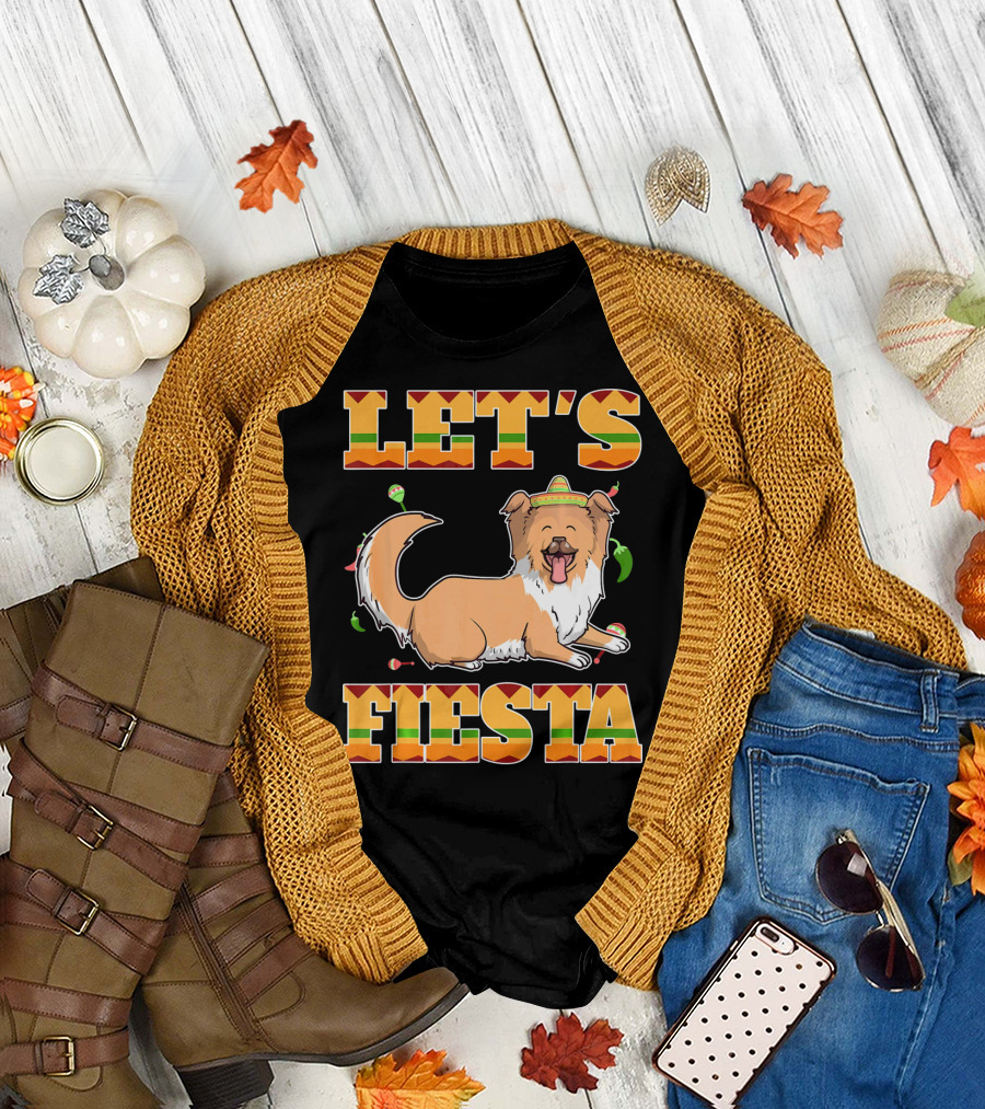 Let's Fiesta Rough Collie Dog Cinco De Mayo T-Shirt