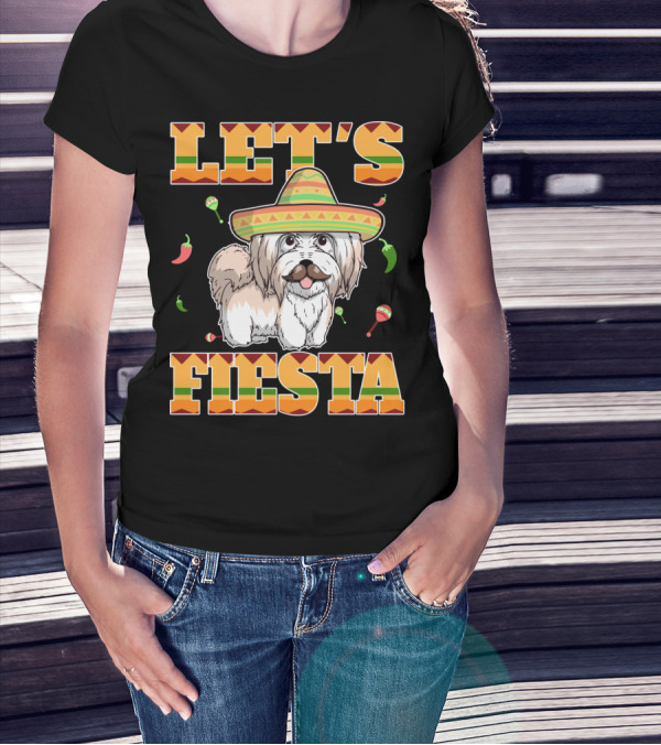 Let's Fiesta Havanese Dog With Sombrero And Peppers T-Shirt
