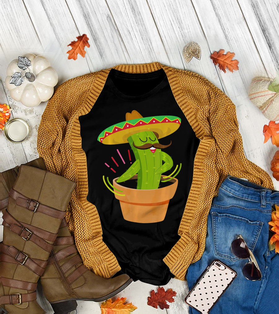 Flossing Cactus Sombrero Dance Cinco De Mayo T-Shirt
