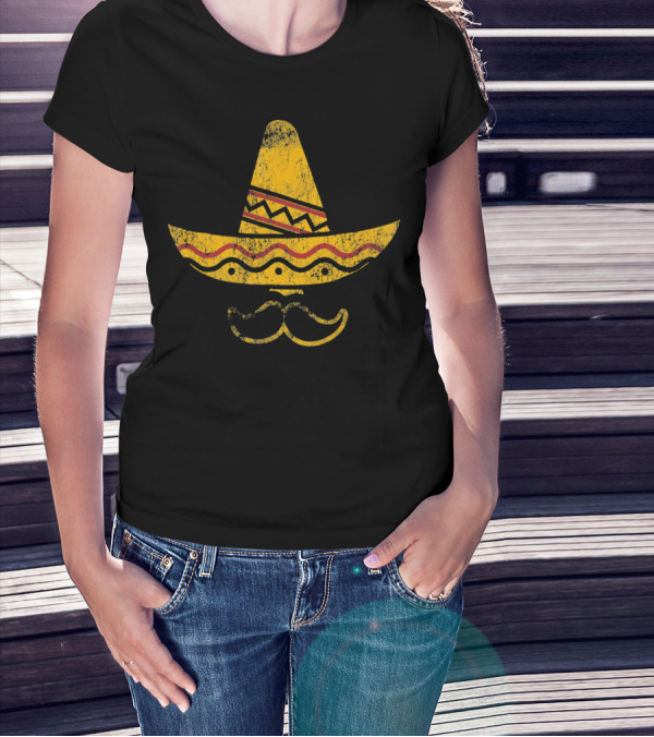 Cinco De Mayo Mustache Sombrero Mexican Hat T-Shirt