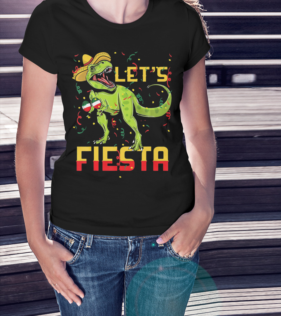 T Rex Cinco De Mayo Let's Fiesta T-Shirt