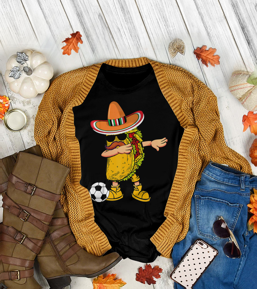 Dabbing Soccer Taco with Sombrero Cinco de Mayo Dab T-Shirt