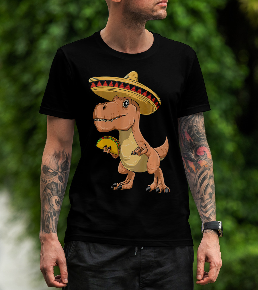 Dinosaur Taco Mexican Sombrero Dinosaur T-Shirt
