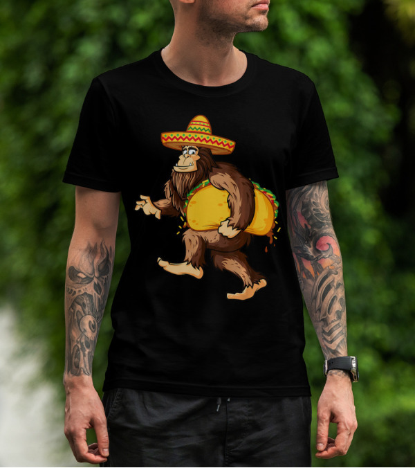 Funny Bigfoot Cinco De Mayo Sombrero Taco Carrying T-Shirt