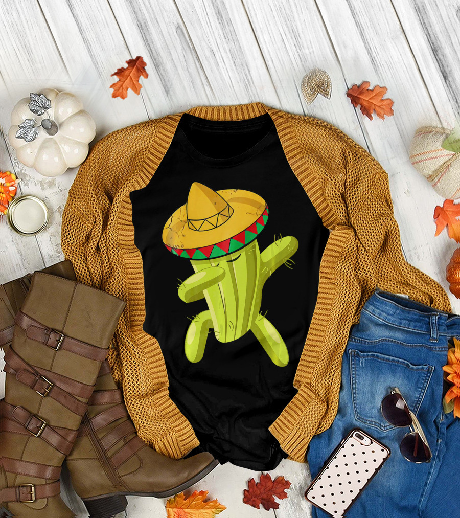 Dancing Cactus with Sombrero Funny Cinco de Mayo for Son T-Shirt