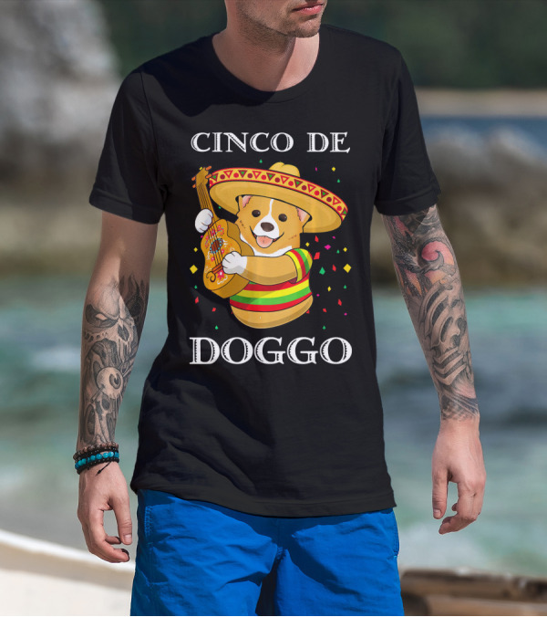 Cinco De Doggo Funny Corgi Guitar Fiesta T-Shirt