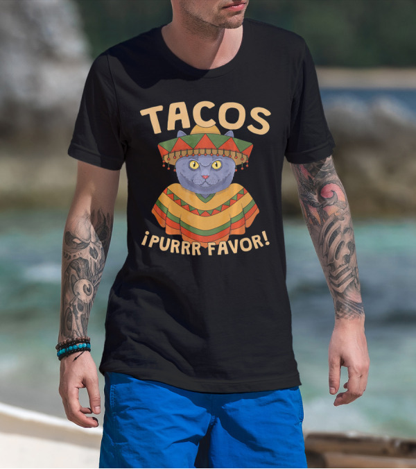 Tacos ¡Purrr Favor Cinco De Mayo British Shorthair Cat T-Shirt