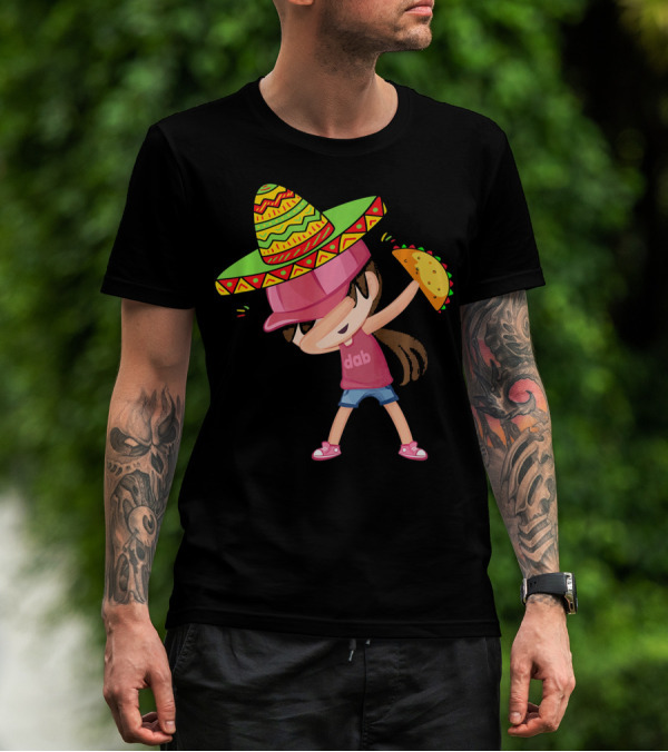 Funny Girl Dab Taco Sombrero Cinco De Mayo T-Shirt