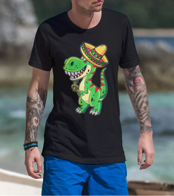 Cinco De Mayo Sombrero Tyrannosaurus Rex Dinosaur Fiesta T-Shirt
