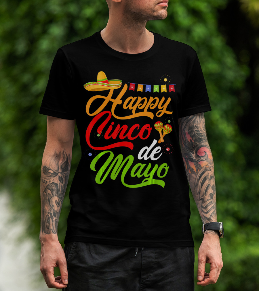 Happy Cinco De Mayo Sombrero And Maracas T-Shirt