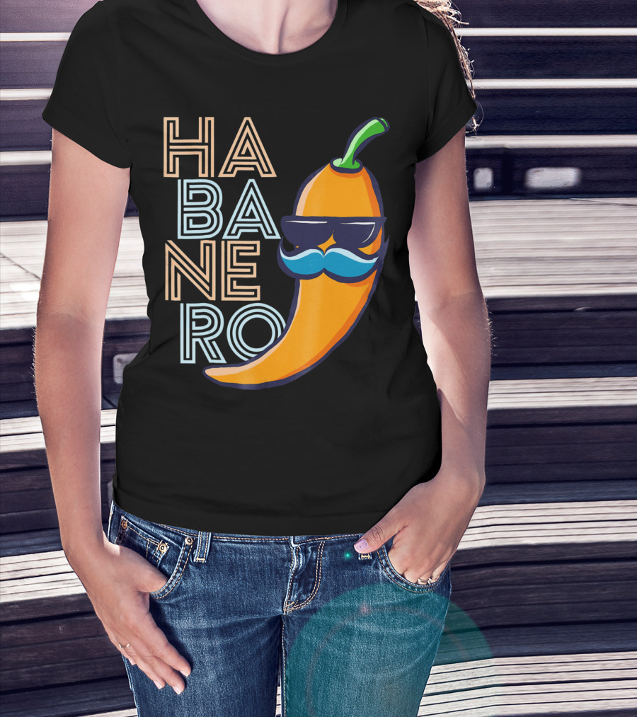 Habanero Lover Emoji Cinco De Mayo Mustache Pepper T-Shirt