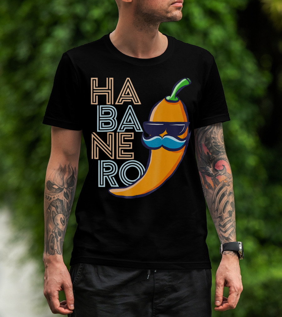 Habanero Lover Emoji Cinco De Mayo Mustache Pepper T-Shirt