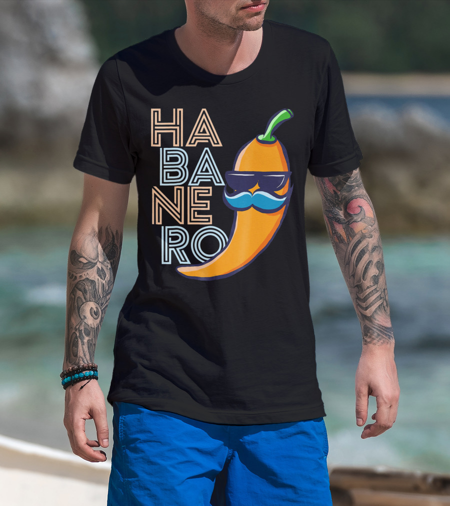 Habanero Lover Emoji Cinco De Mayo Mustache Pepper T-Shirt