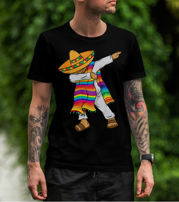 Dabbing Mexican Poncho Cinco De Mayo T-Shirt
