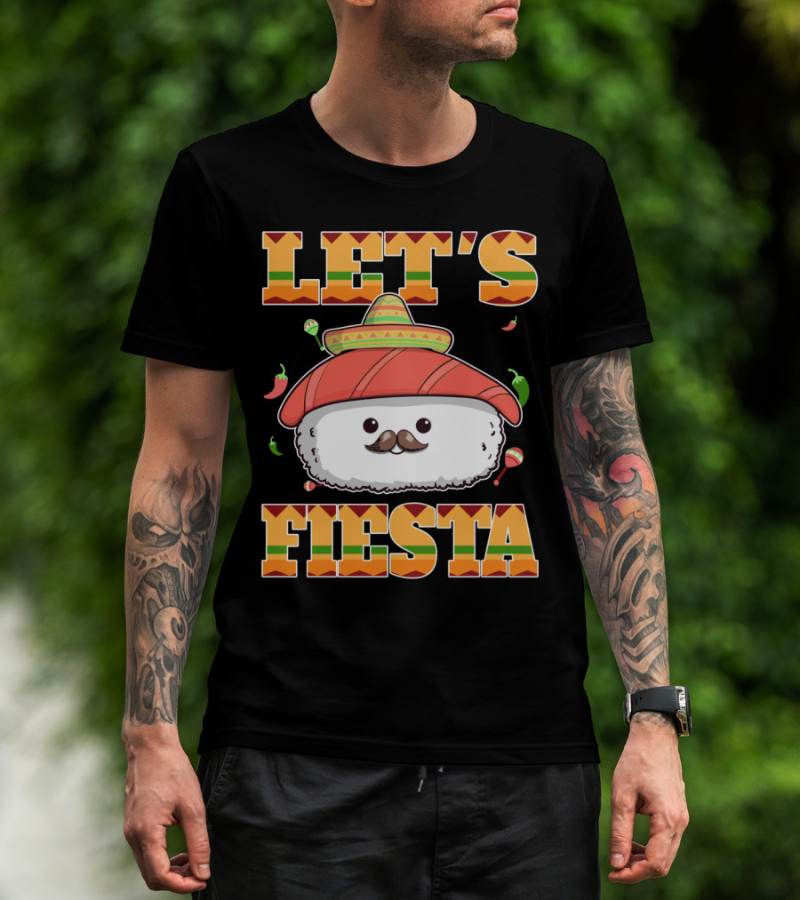 Let's Fiesta Sushi Cinco De Mayo Mexican Sombrero Cute Sushi T-Shirt