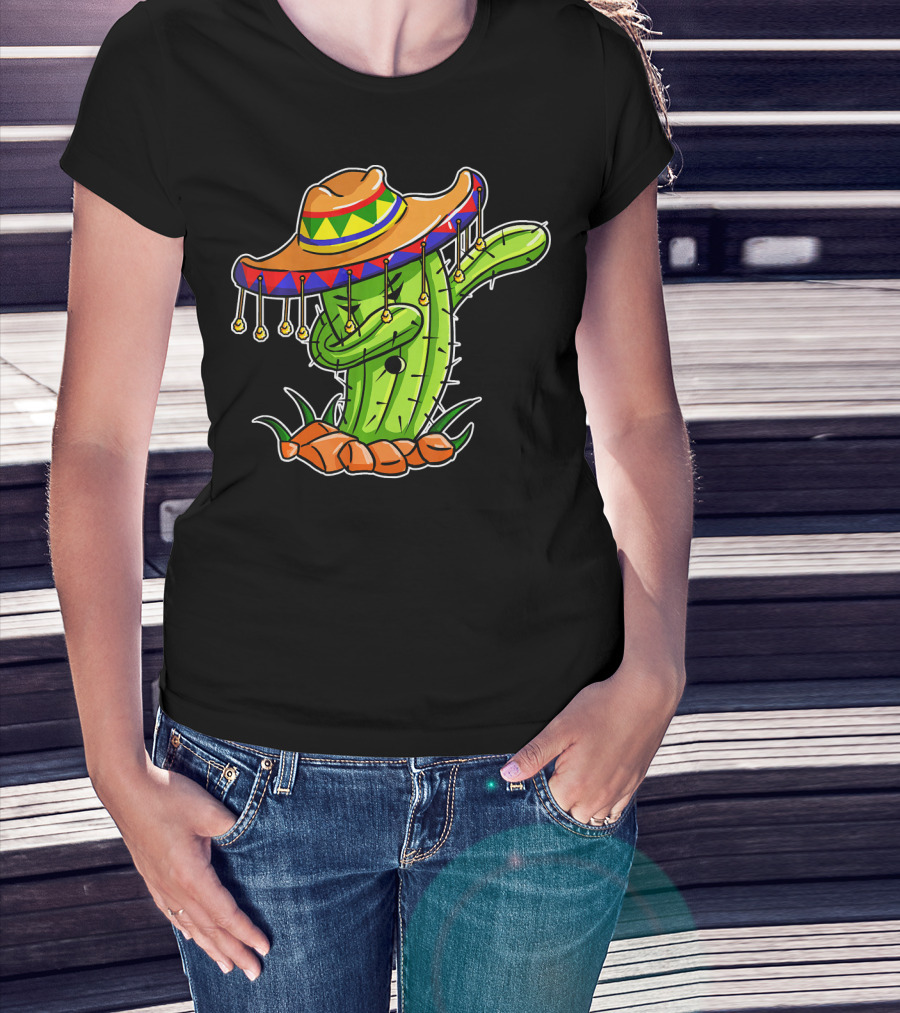 Dabbing Cactus Sombrero Cinco De Mayo T-Shirt