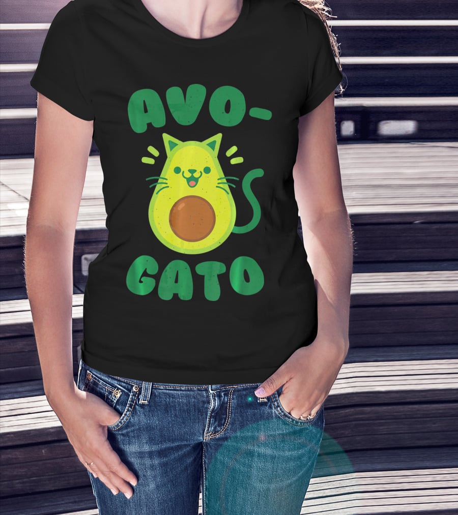 Avogato Avocado Cat Playful Green Fun T-Shirt
