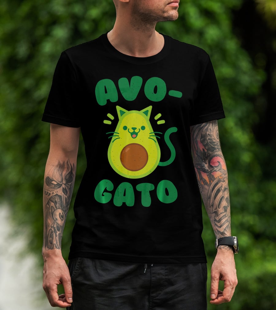Avogato Avocado Cat Playful Green Fun T-Shirt