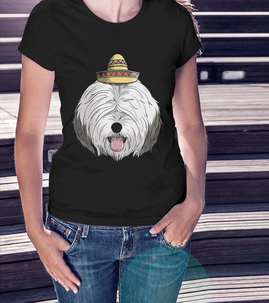 Old English Sheepdog Sombrero Cinco De Mayo Fiesta T-Shirt