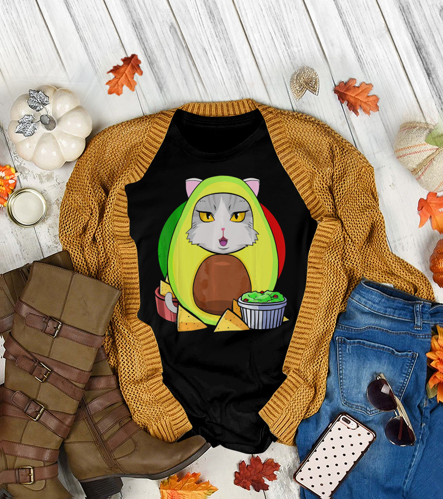 Cinco De Mayo Avogato Cat Avocado with Chips and Guacamole T-Shirt