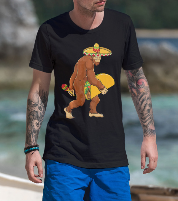 Bigfoot Taco Boys Cinco De Mayo Sombrero Maracas Fiesta T-Shirt