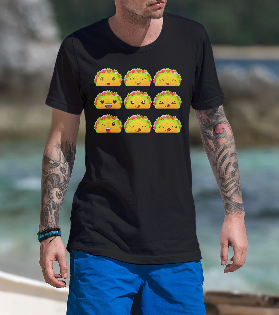 Taco Emoji Faces Taco Lover Collection T-Shirt